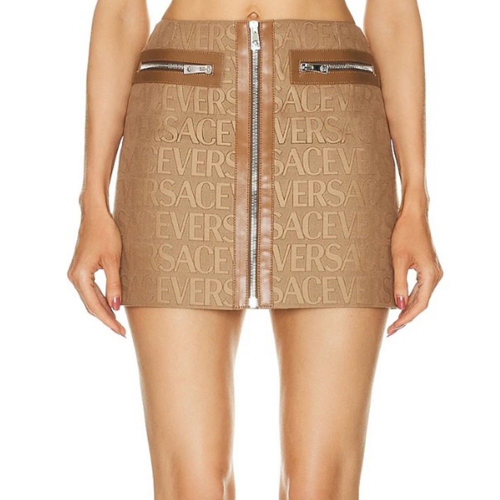 Versace Brown Logo Mini Skirt